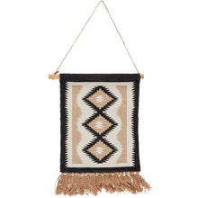 Load image into Gallery viewer, Diamond Western Cotton Wall Hanging with Jute Tassels | Rustic Boho Western Wall Décor | 10" x 12"