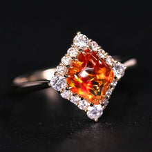 Load image into Gallery viewer, Diamond Shaped Fire Opal Diamond Engagement Ring 18K Yellow Gold