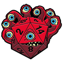 Load image into Gallery viewer, DieHolder / Eye Tyrant - Hard Enamel Adventure Dice Pin Metal by Norse Foundry