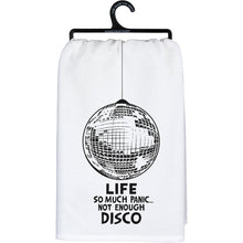 Load image into Gallery viewer, Life So Much Panic…Not Enough Disco Kitchen Towel | Funny Disco Ball Cotton Tea Towel