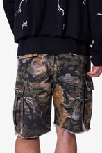 Load image into Gallery viewer, Distressed Cargo Shorts - Forest Camo