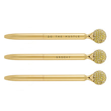 Load image into Gallery viewer, Do the Hustle Gold Embellished Gold Disco Pen Set of 6 | Giftable Pens | Novelty Office Desk Supplies