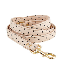 Load image into Gallery viewer, Dog Leash in Blush Pink Polka Dot | 72" L | Faux Saffiano Leather SALE