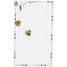 Load image into Gallery viewer, Don't Look Back Arrow Enamel Pin in Gold on Gift Card
