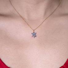 Load image into Gallery viewer, Water Lily Doublet Opal Diamond Pendant Necklace 14K Yellow Gold