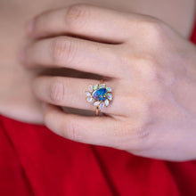 Load image into Gallery viewer, Australian Doublet Opal &amp; White Opal Engagement Ring 18K Yellow Gold