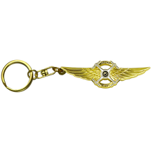 Load image into Gallery viewer, EL3-005 Full size UAS FAA Commercial Drone Pilot Wings keychain with 1 inch keyring on swivel attachment