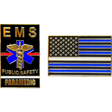 Load image into Gallery viewer, GL13-001 EMS Paramedic Challenge Coin thin white line american flag EMT red line fire department