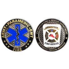 Load image into Gallery viewer, BL3-002 Volunteer Fire Fighter AEMT EMT Paramedic Fire Rescue Department Challenge Coin