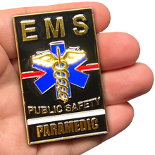 Load image into Gallery viewer, GL13-001 EMS Paramedic Challenge Coin thin white line american flag EMT red line fire department