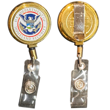 Load image into Gallery viewer, BL18-007 Homeland Security Metal ID Reel retractable Card Holder CBP Border Patrol HSI Secret Service FEMA