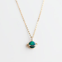 Load image into Gallery viewer, Earth Moon Design Doublet Opal &amp; Diamond Pendant Necklace 14K Yellow Gold