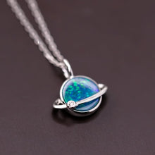 Load image into Gallery viewer, Earth Moon Design Doublet Opal &amp; Diamond 18K White Gold