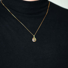 Load image into Gallery viewer, Elegant Fire Opal, Diamond Tsavorite Necklace 18K Yellow Gold