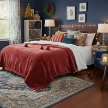 Load image into Gallery viewer, Tache Solid Embossed Merlot Red Reversible Sherpa Throw Blanket (62087)