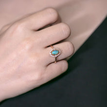 Load image into Gallery viewer, Engagement Ring: Australian Black Opal and Diamond in 18K Yellow Gold