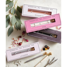 Load image into Gallery viewer, Essential Oil Diffuser Pen in Peppermint | Includes 1 ml of Essential Oil and 2 Lava Beads | Refillable
