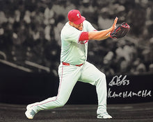 Load image into Gallery viewer, Carlos Estevez Pose Autographed Philadelphia Phillies 11x14 Blackout Photo - Kamehameha Inscription