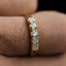 Load image into Gallery viewer, Eternity Australian Solid Opal Wedding Band 14K Yellow Gold