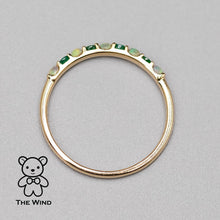 Load image into Gallery viewer, Eternity Australian Solid Opal &amp; Tsavorite Ring 18K Yellow Gold Wedding Band