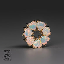Load image into Gallery viewer, Eternity Heart Australian Crystal Opal Circle Necklace Pendant 14K Yellow Gold