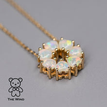 Load image into Gallery viewer, Eternity Heart Australian Crystal Opal Circle Necklace Pendant 14K Yellow Gold