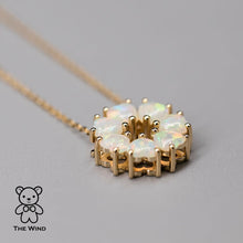 Load image into Gallery viewer, Eternity Heart Australian Crystal Opal Circle Necklace Pendant 14K Yellow Gold