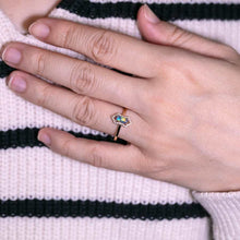 Load image into Gallery viewer, Ethereal Prism - Halo Diamond Black Opal Engagement Ring 18K Yellow Gold