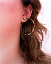 Load image into Gallery viewer, Holiday Red and Green Hoop Earrings