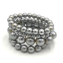 Load image into Gallery viewer, Shabby Silver Stack and Stretch Bracelet Set