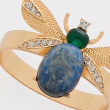 Load image into Gallery viewer, Etched wing bug skinny napkin rings, lapis lazuli, set of four