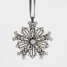 Load image into Gallery viewer, Sparkle snowflake ornament, black with opal