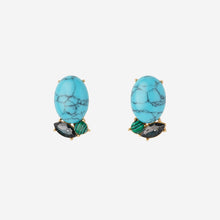 Load image into Gallery viewer, Rosebud button earrings, turquoise