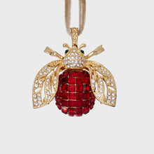 Load image into Gallery viewer, Sparkle bee hanging ornament, ruby