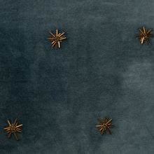 Load image into Gallery viewer, Embroidered star pillow, dark grey cotton velvet
