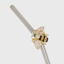 Load image into Gallery viewer, Stripey bee metal straws