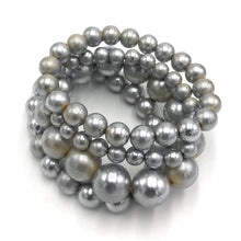 Load image into Gallery viewer, Shabby Silver Stack and Stretch Bracelet Set