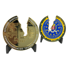 Load image into Gallery viewer, CL4-17 Busted Bitcoin Challenge Coin Financial Crime Task Force CryptoCurrency FBI JTTF Special Agent Police