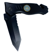 Load image into Gallery viewer, FBI collectible 3-in-1 Police Tactical Rescue tool for Law Enforcement First Responders with Seatbelt Cutter, Steel Serrated Blade, Glass Breaker