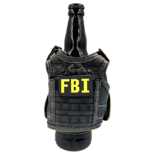Load image into Gallery viewer, BL1-014 FBI SPECIAL AGENT Tactical Beverage Bottle or Can Cooler Vest with removable patches perfect gift for Challenge Coin collectors