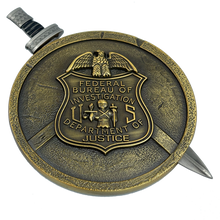 Load image into Gallery viewer, EL10-004 FBI Special Agent intel Analyst Shield with removable Sword Challenge Coin Set Federal Bureau of Investigations