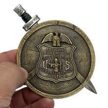 Load image into Gallery viewer, EL10-004 FBI Special Agent intel Analyst Shield with removable Sword Challenge Coin Set Federal Bureau of Investigations