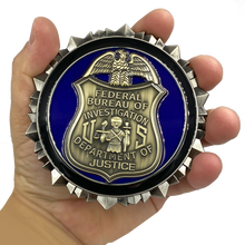 Load image into Gallery viewer, EL9-005 FBI Challenge Coin Special Agent Intel Analyst Federal Thin Blue Line