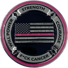 Load image into Gallery viewer, DL2-03 Thin Pink Line Core Values Challenge Coin Police Officer Breast Cancer Awareness