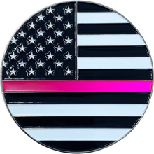 Load image into Gallery viewer, DL2-03 Thin Pink Line Core Values Challenge Coin Police Officer Breast Cancer Awareness