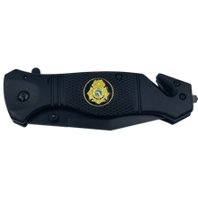 Load image into Gallery viewer, FDLE collectible 3-in-1 Police Tactical Rescue knife tool with Seatbelt Cutter, Steel Serrated Blade, Glass Breaker Special Agent