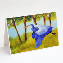 Load image into Gallery viewer, Fyling Heron by Ferris Hotard Greeting Cards -  Blank Note Cards – 8-Pack of Artist-Designed Cards with Envelopes