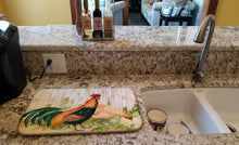 Load image into Gallery viewer, Chicken and Rooster by Ferris Hotard Dish Drying Mat – Absorbent, Artistic Kitchen Essentials