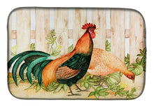 Load image into Gallery viewer, Chicken and Rooster by Ferris Hotard Dish Drying Mat – Absorbent, Artistic Kitchen Essentials