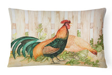 Load image into Gallery viewer, Chicken and Rooster by Ferris Hotard Canvas Fabric Decorative Pillow